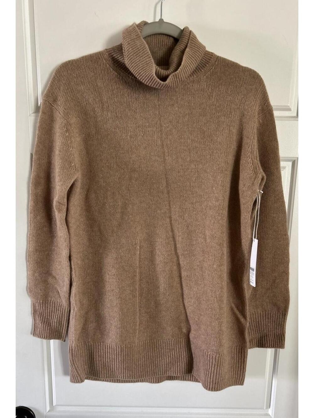 Chico’s Women’s Pullover Sweater Tneck cashmere Tunic Color Camel Size 0 $199